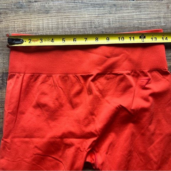 Gymshark Fit Seamless Mid Rise Activewear Leggings Red/Orange Size Medium - Picture 3 of 7